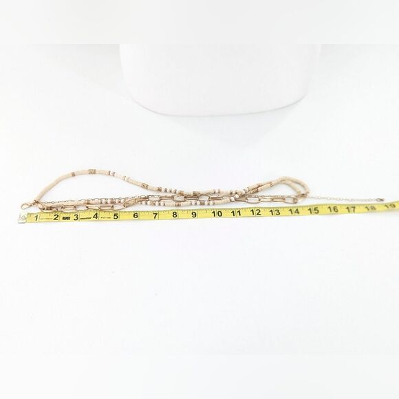 Beach Shell Beaded Gold Tan Adjustable Layered 4 Strand Beachy Necklace - Picture 2 of 3